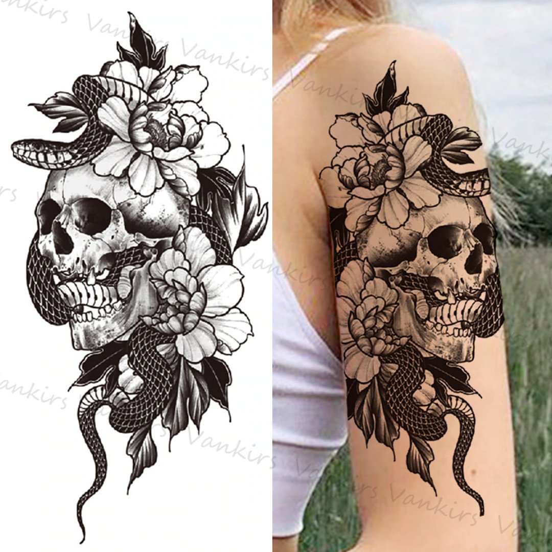 Sdrawing Lion Crown Temporary Tattoos For Women Men Wolf Compass Tiger Mountain Flower Fake Tattoo Sticker Arm Body Tatoos