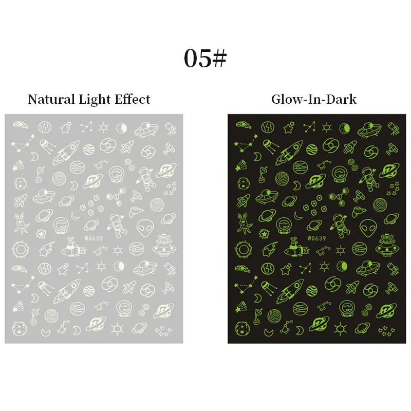 Fluorescence Halloween Skull Bone Nail Sticker Foils Musical Instrument Note Nail Art Sliders Manicures DIY Tips Decoration