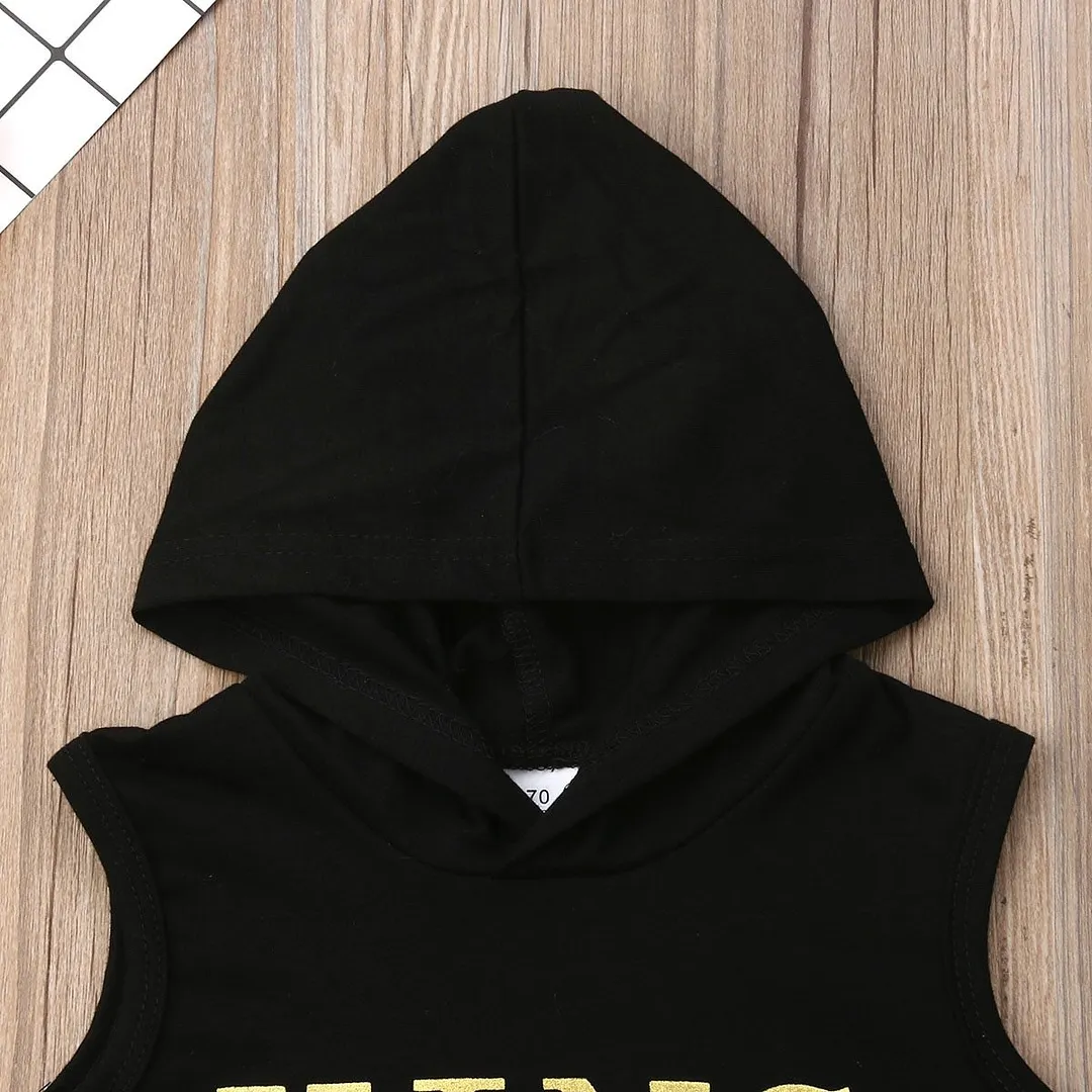 2019 Baby Summer Clothing Toddler Baby Boys Hooded Outfits Sleeveless Clothes Casual Letter Vest Bottoms Shorts 2PCS Set 0-3T
