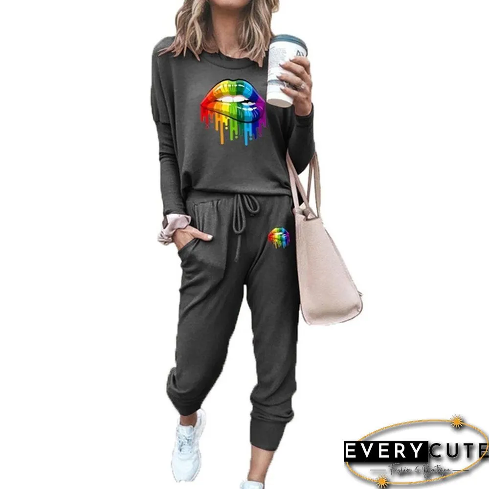 Women Fashion Two Piece Outfit Sport Sets Womens Sportswear Jogging Suits S-2Xl