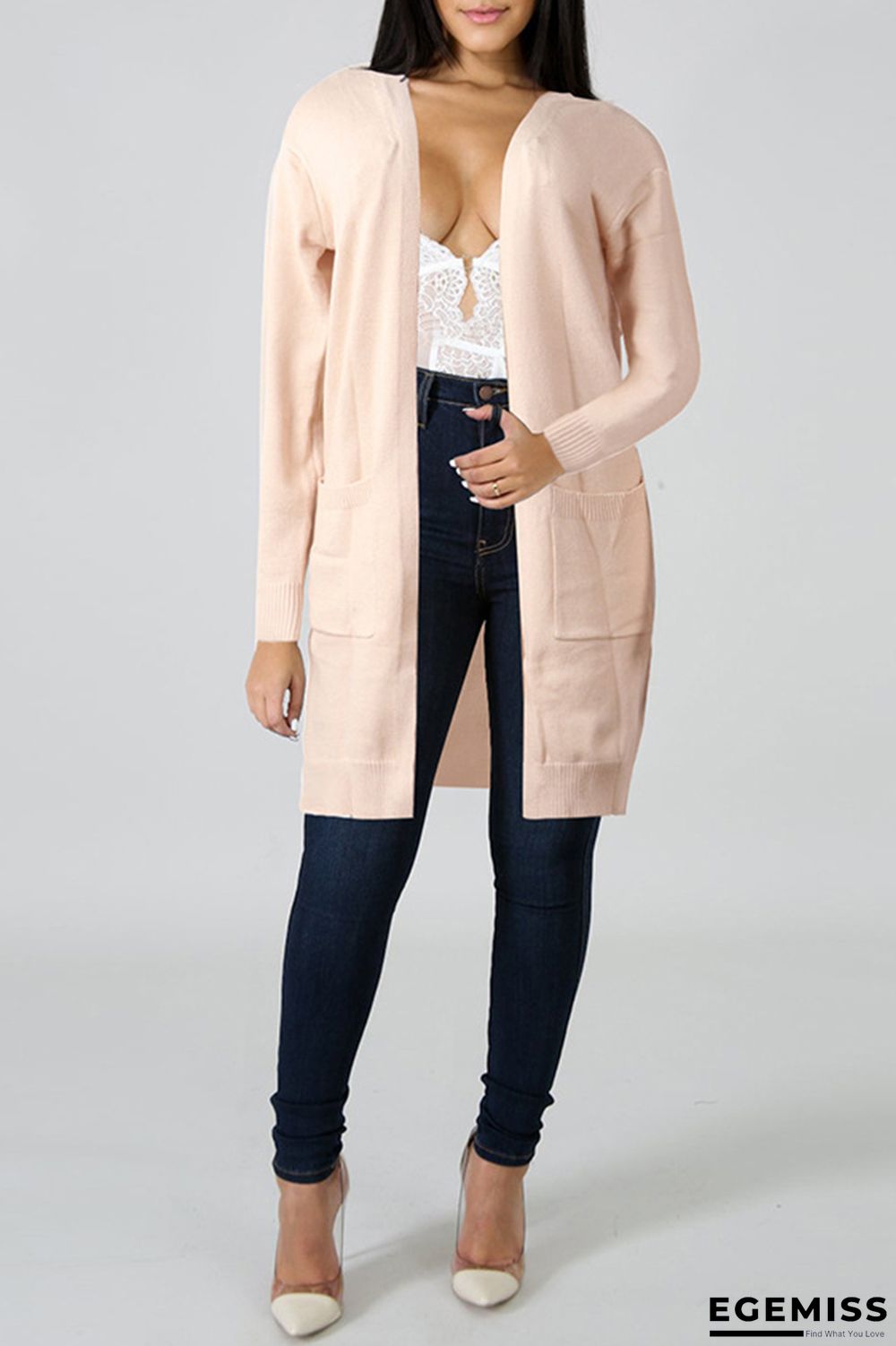 Apricot Fashion Casual Solid Cardigan Outerwear | EGEMISS