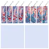 (US Local)8Pcs DIY Peacock Diamond Painting Art Bookmarks with Crystal Pendants for Gift