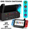 Switch dock card reader switcher [HDMI, 1080p, TV mode, 4 switches, 4 storage, 3 USB ports, 1 Type-C port] Switch multi-function dock, charging stand, cooling fan, heat dissipation measures, compatible with Switch/Switch Organic EL model (black) [parallel