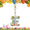 (US Local)PET Double Sided Special Shaped Easter Alphabet DIY Diamond Painting Keychain
