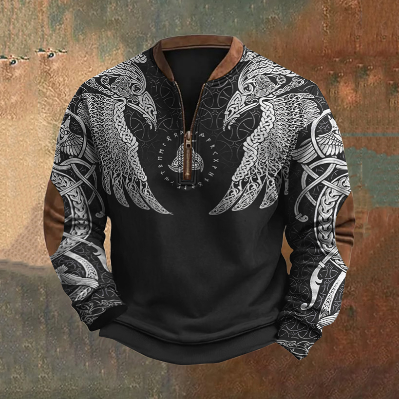 Men's Muninn Viking Inspired Zip Up Sweatshirt