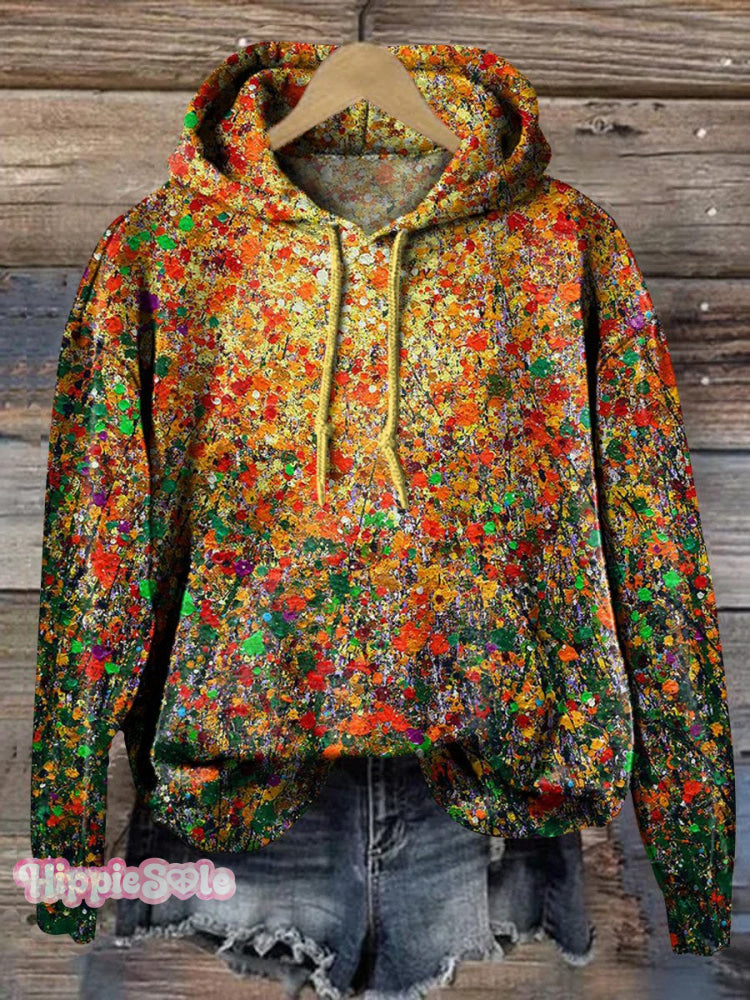 Abstract Oil Painting Art Printed Casual Hoodie Sweatshirt Multicolor / S