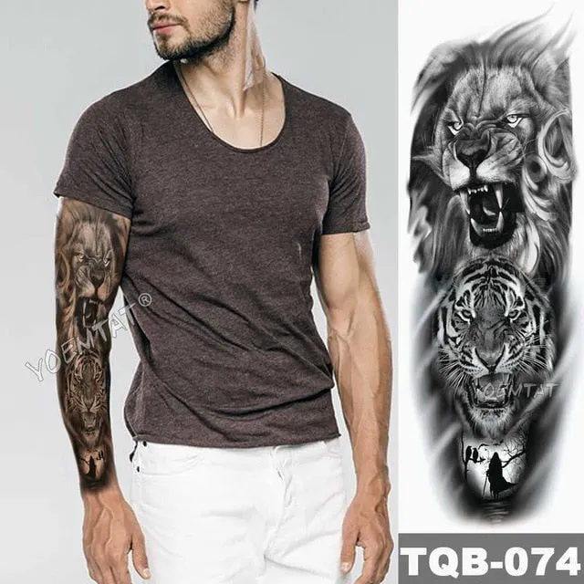 Large Arm Sleeve Tattoo Owl Angel Rose Waterproof Temporary Fake Tatoo Sticker Skull Fox Wings Men Women Full Totem Tatto Artes