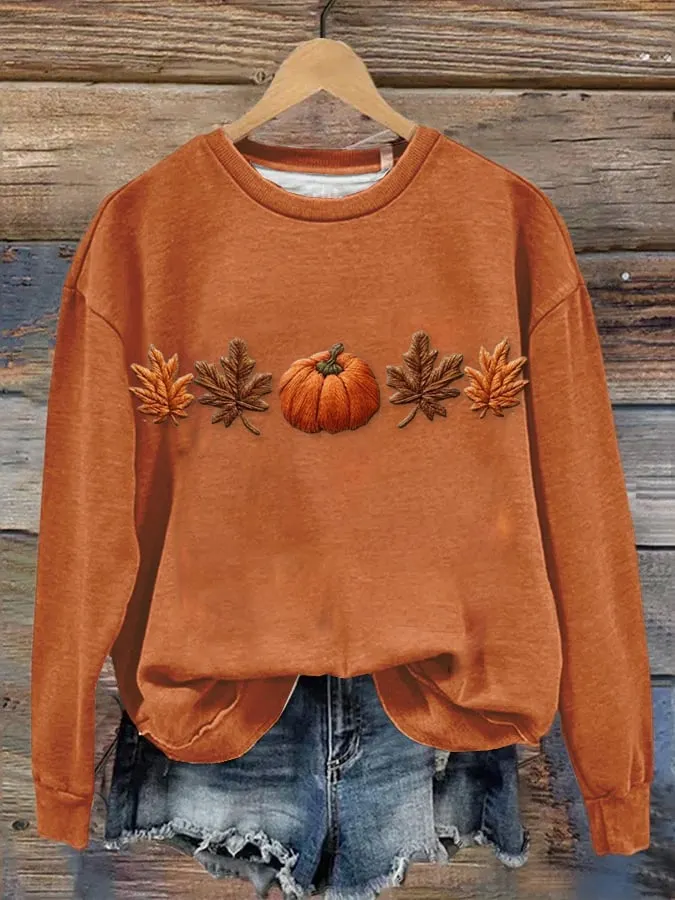 Women's Halloween Pumpkin Print Sweatshirt 