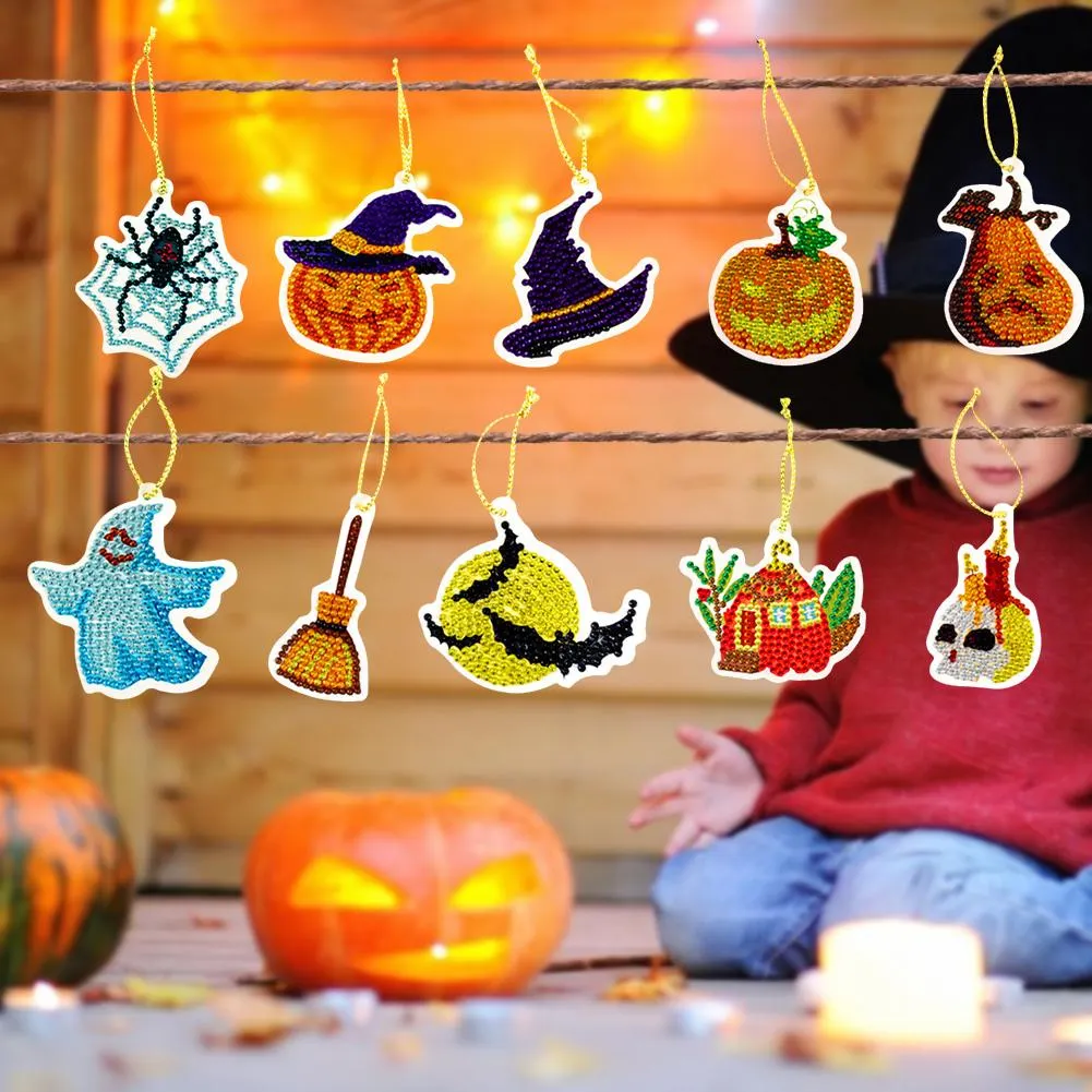 10pcs Halloween DIY Diamond Painting Pendant(Single Side)