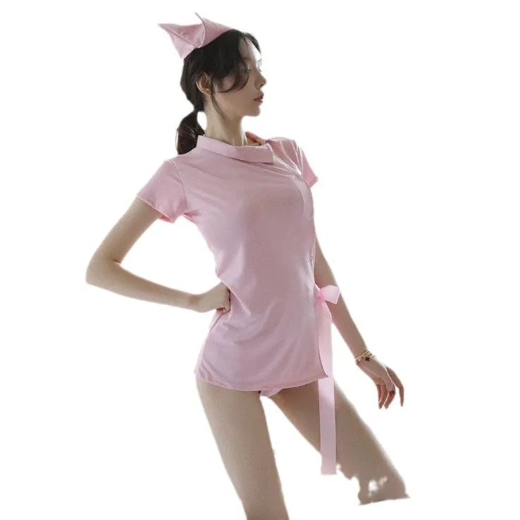 Churchf Sterling Lingerie Nurse Suit To Seduce Nurse Set Bare Black Powder Lace Pure Sexy Night Club Uniform Summer