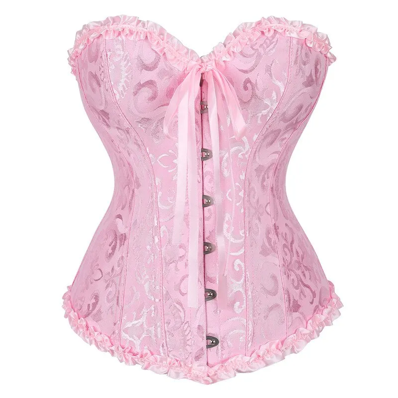 Billionm Sapubonva Corset Sexy Women's Plus Size Corsets and Bustiers Overbust Floral Gothic Brocade Corselet Clothing Top White Black