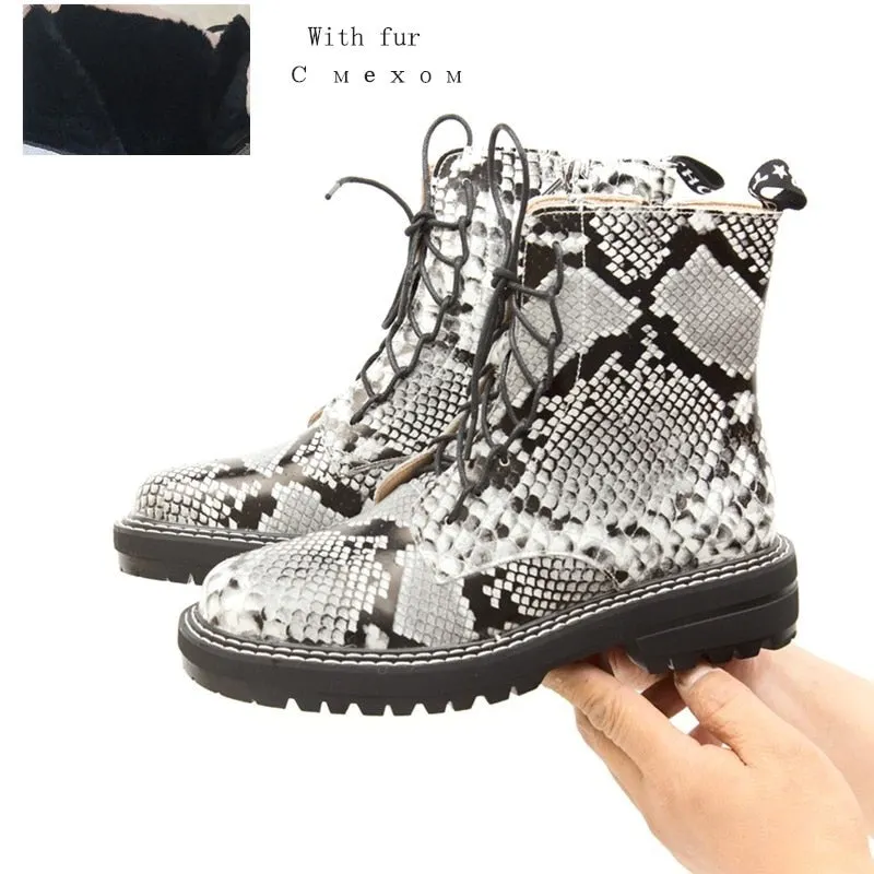 AIYUQI Boots Female 2021 Genuine Leather Women Booties Lace Up White winter women shoes Non-slip girl Martin boots