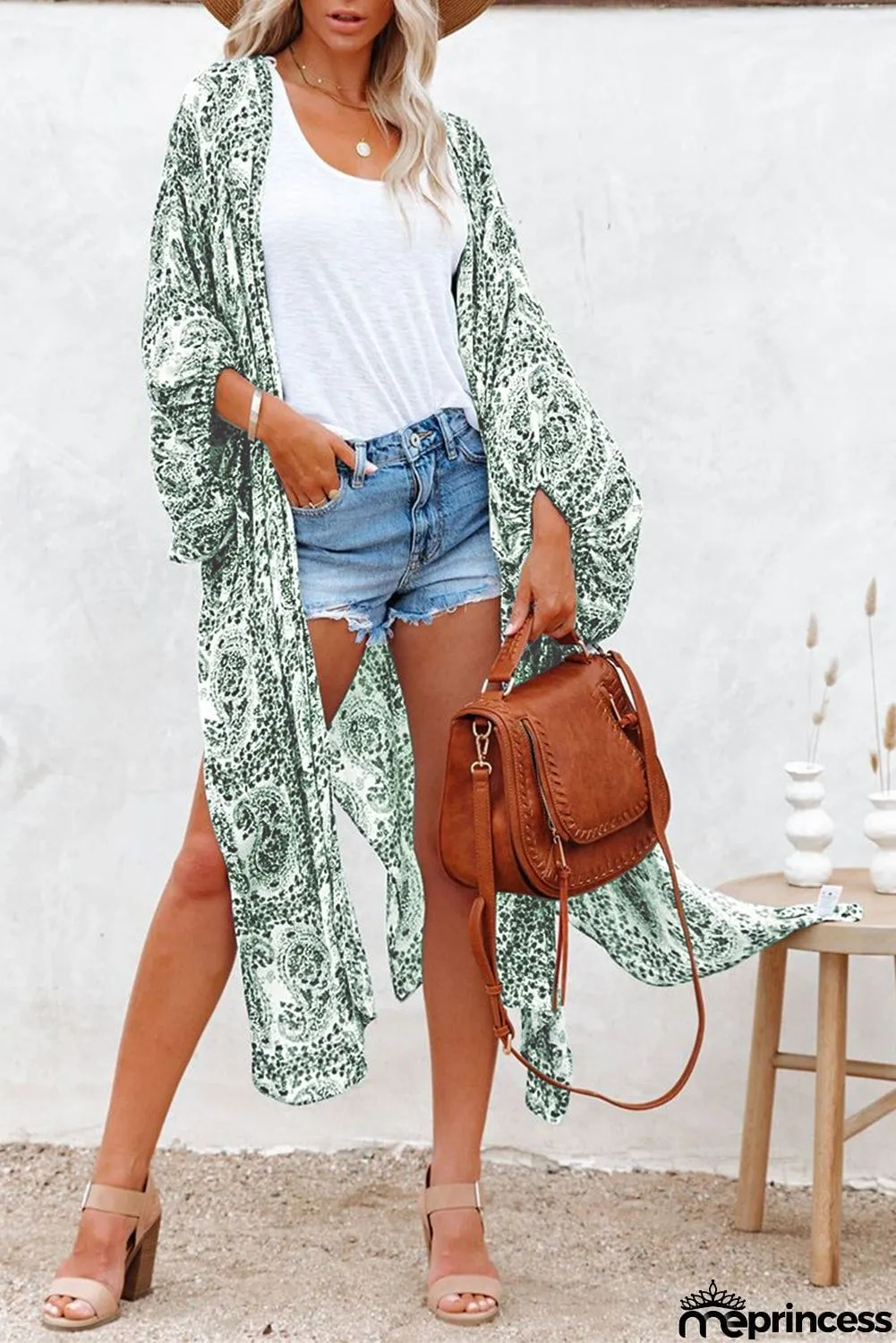Dolman Sleeves Printed Kimono
