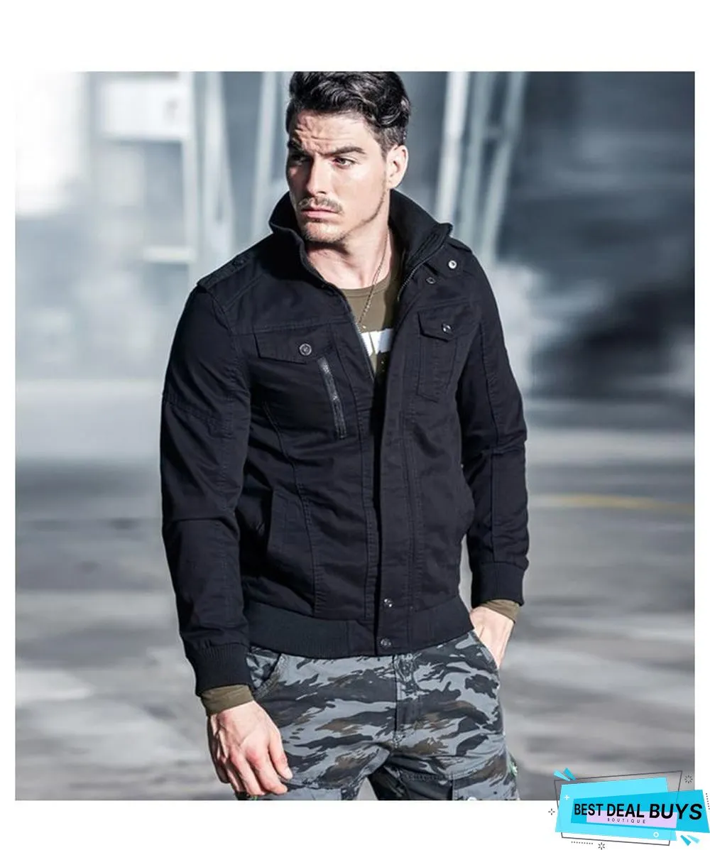 Men Denim Jacket Big Size Military Tactical Jeans Jacket Solid Casual Air Force Pilot Coat