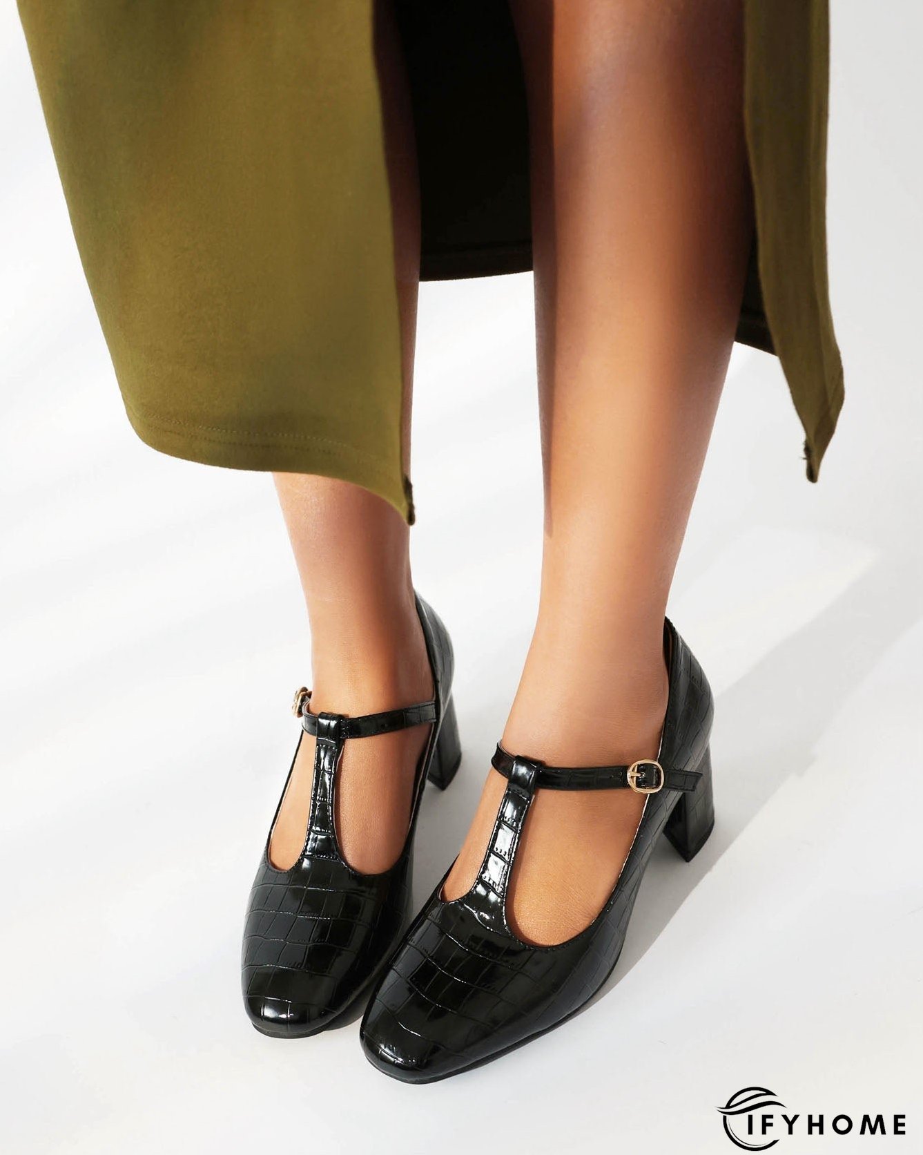 T-strap Chunky Heel Square-toe Mary Jane Shoes | IFYHOME