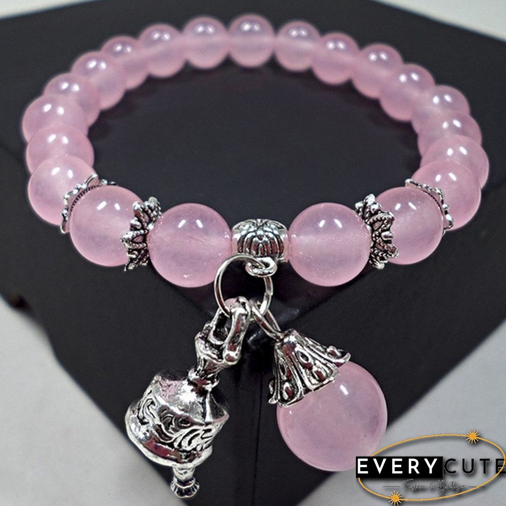 Natural Crystal Bracelets Chalcedony Stone Bracelet Women Ethnic Style Ladies Fashion Handmade Beaded Hand Jewelry