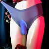 Men's Sexy Ice Silk Bikini Panties Underpants Low Rise See Through Sheer Boxer Briefs with Sheath
