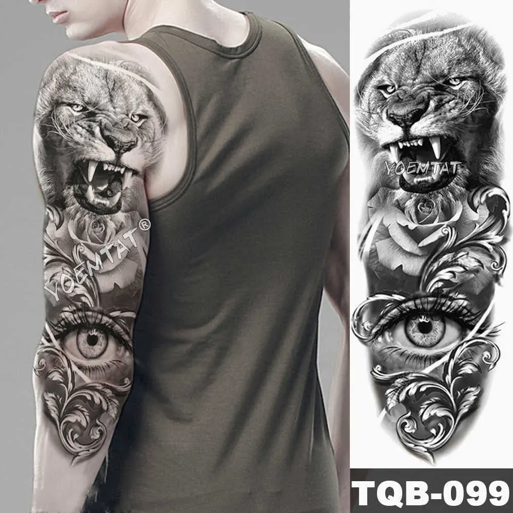 Large Arm Sleeve Tattoo Owl Angel Rose Waterproof Temporary Fake Tatoo Sticker Skull Fox Wings Men Women Full Totem Tatto Artes