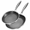 304 Stainless Steel Frying Pan With Handle Universal Steak Cooking Pot Non-Coated Single Sided Honeycomb Skillet Suitable for Fried Egg Steak