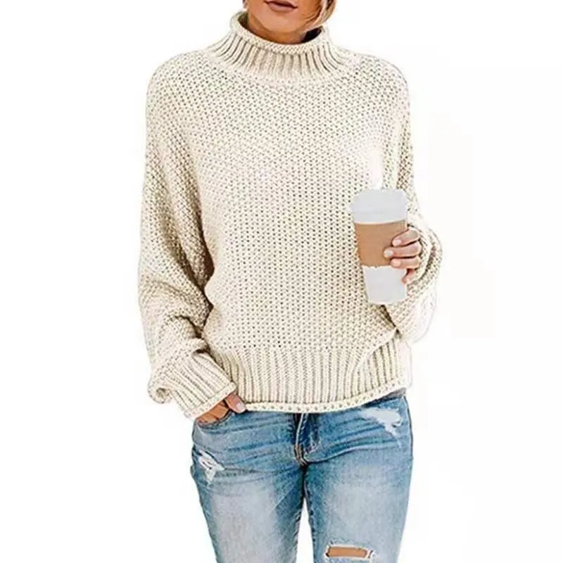 Uveng Uveng Women's WISH Turtleneck Long Sleeve Jumper Loose Casual Knit Sweater Women