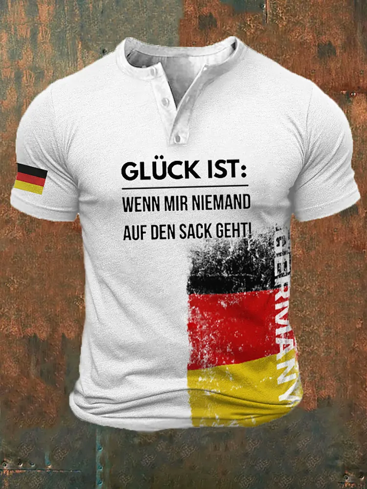 Herren Gl&uuml;ck ist wenn mir niemand auf den Sack geht bedrucktes Hemd und Shorts-Shirt