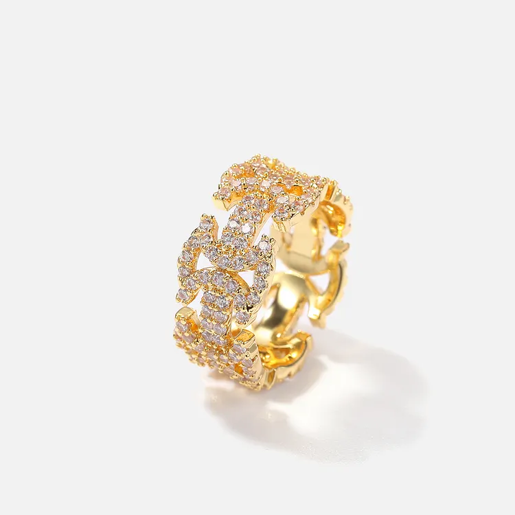 Iced Out Geometry Rings Hip Hop Bling Bling For Women And Men