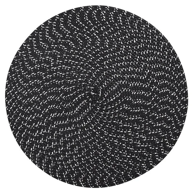1pc Round Woven Placemats PP Waterproof Dining Table Mat Non-Slip Napkin Disc Bowl Pads Drink Cup Coasters Kitchen Decoration