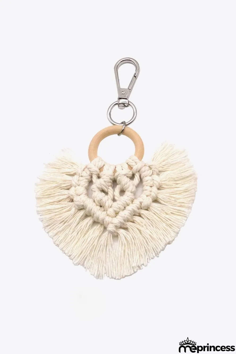 Assorted 4-Pack Heart-Shaped Macrame Fringe Keychain