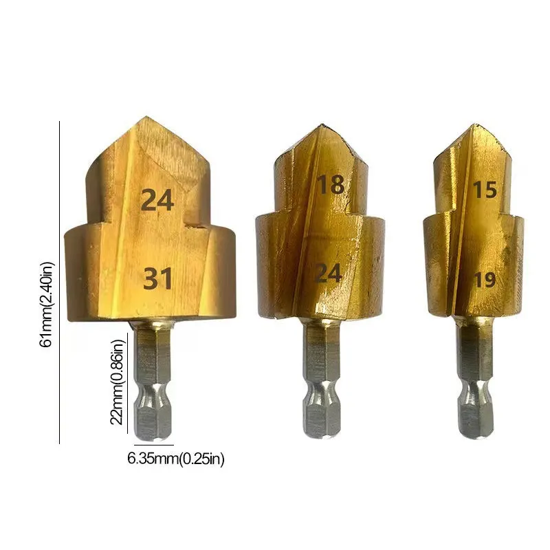 Hexagonal shank water pipe drill bit high speed steel hole opening and expansion drill bit 20/25/32 universal