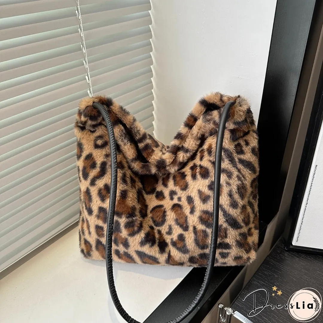 Leopard Furry Shoulder Bag