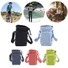 Crossbody Water Bottle Bag Adjustable Strap with Front Pocket for Hiking Camping