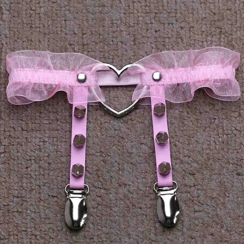 Sexy Leg Ring Garter Harajuku Elasticity Heart Faux Leather Harness Tight Suspender Punk Strap Belts Bondage Gothic Fashion New