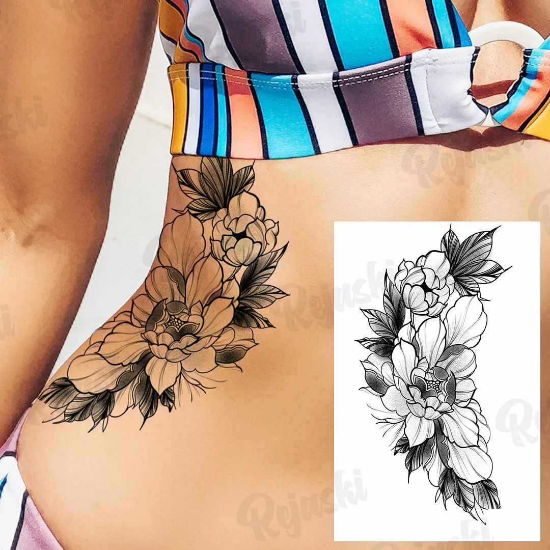 Sdrawing Thorns Temporary Tattoos For Adults Men Realistic Totem Maori Lion Compass Flower Tiger Fake Tattoo StickerArm Tatoos DIY
