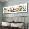 Partial Cross Stitch Kits Owl Welcome Sign 14CT Counted Home Decoration Set(Brand)