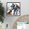 Little Boy Kissing Puppy-Full Round Diamond Painting 40*40CM