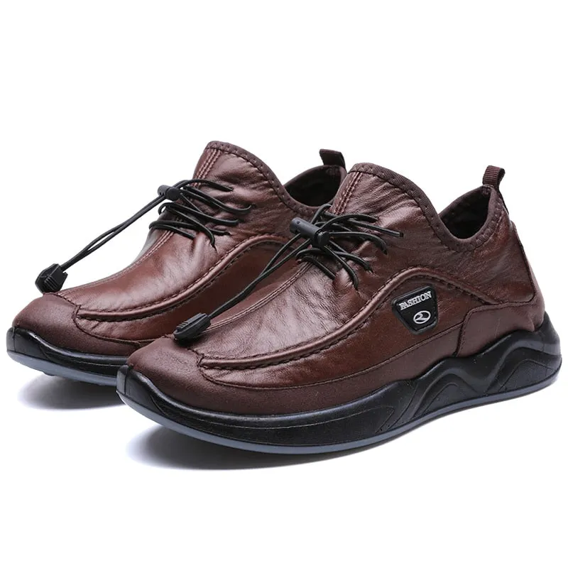 Autumn Winter Men's Quality Leather Shoes Kitchen Shoes Casual Breathable Male Footwear Outdoor Non-slip Waterproof Sneakers