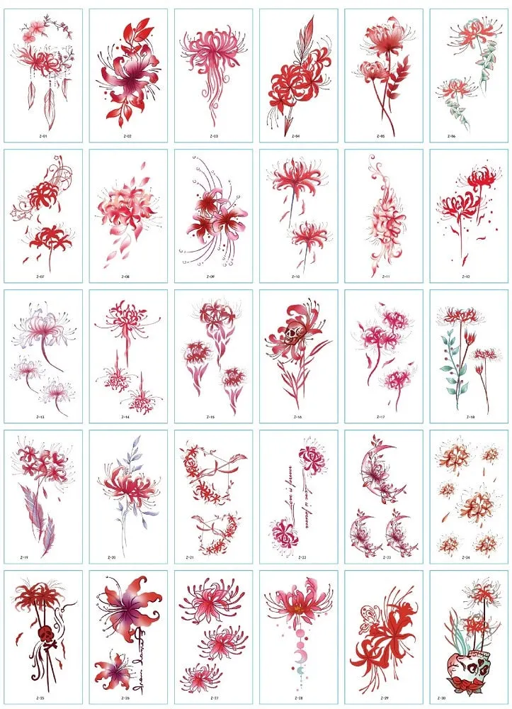 30Pcs/Set No Repeat Flower Temporary Tattoo Stickers Waterproof Tattoos For Women Sexy Arm Clavicle Body Art Hand Foot for Girl