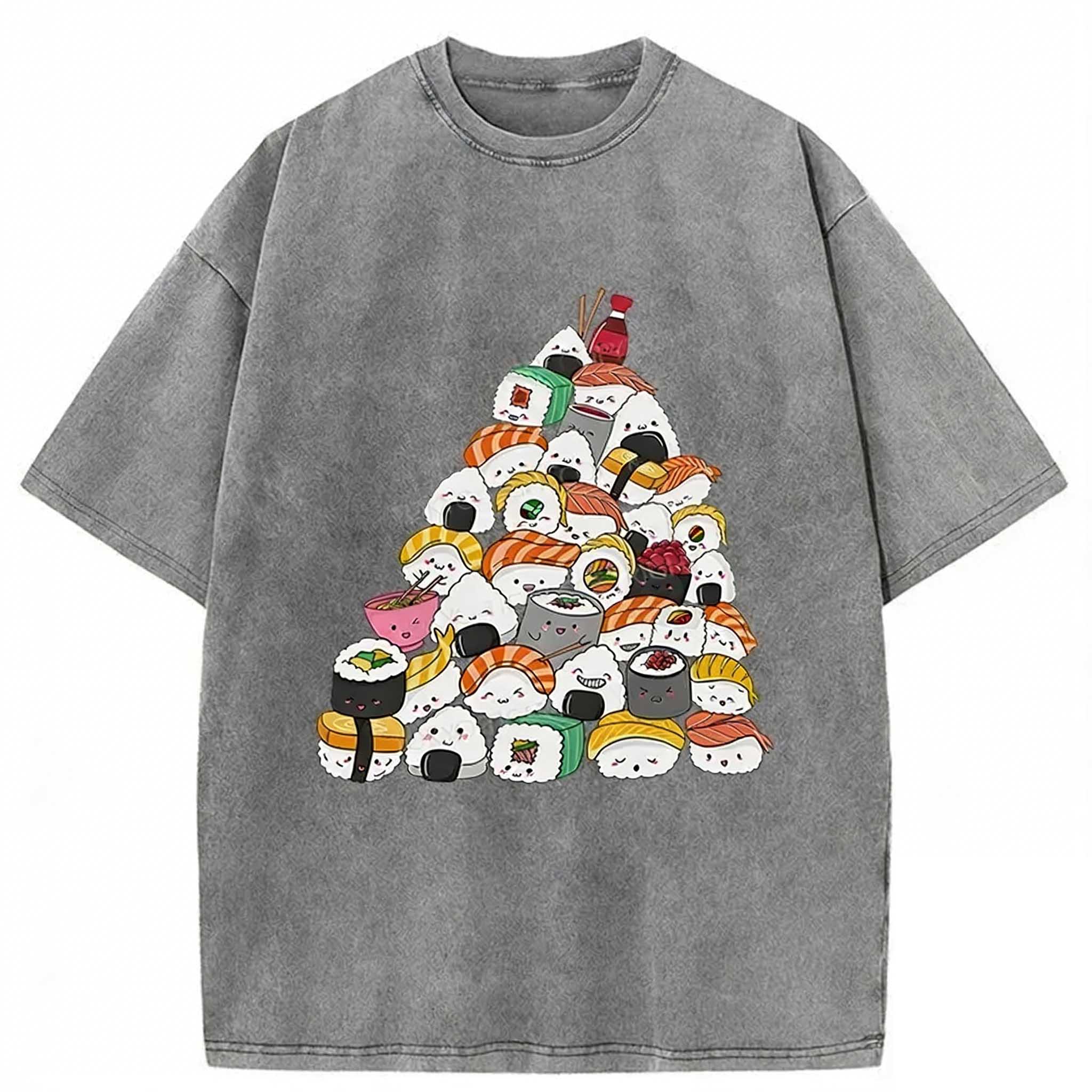 Christmas Sushi Washed T-shirt elevenforest