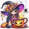 Pumpkin Witch-Partial 11CT Stamped Cross Stitch Bead Embroidery 36*36cm/14.17*14.17in