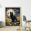Black Cat Under The Moonlight - 11CT Stamped Cross Stitch - 40*50cm