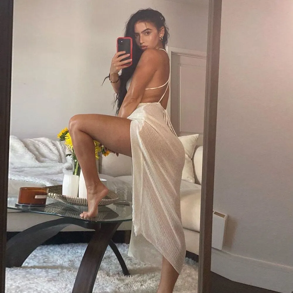 2021 Sexy Cover Up Bikini Women Swimsuit Cover-up Beach Bathing Suit Beach Wear Knitting Swimwear Mesh Beach Dress Tunic Robe