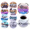 8Pcs/set Diamond Painting Saying Coaster Cup Cushion with Rack Home Decor