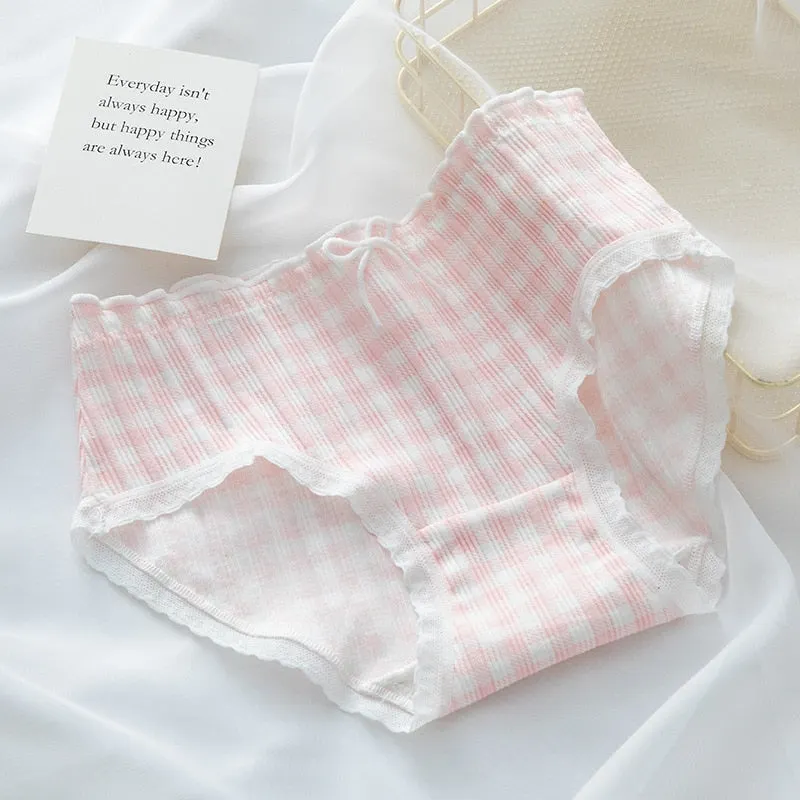Sexy Lace Panties Women's Cotton Underwear Fashion Lovely Girl's Briefs Mid Waist Seamless Comfort Underpants Female Lingerie