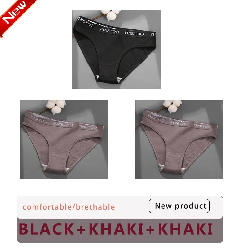 3PCS/Set Cotton Underwear For Woman Sexy Letter Panties Underpants Female M-XL Briefs Intimates Lingerie 6 Solid Color Pantys
