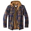 Men's Classic Flannel Retro Plaid Shirt Hooded Jacket Coat