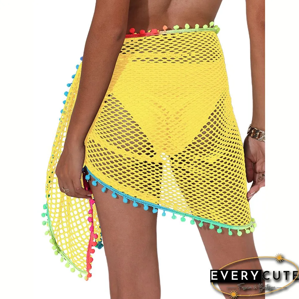 Yellow Multi-wear Colorful Tassels Beach Wrap Skirt