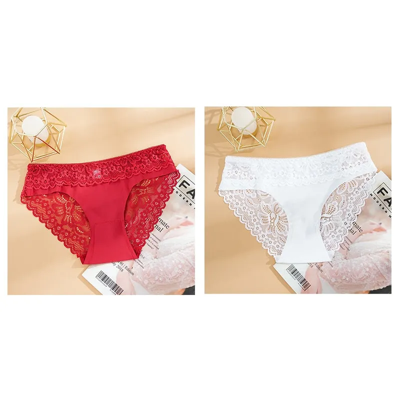 2PCS/Set Lace Panties Seamless Women's Underwear Soft Lingerie Intimate Sexy Female Underpants Comfortable Floral Pantys