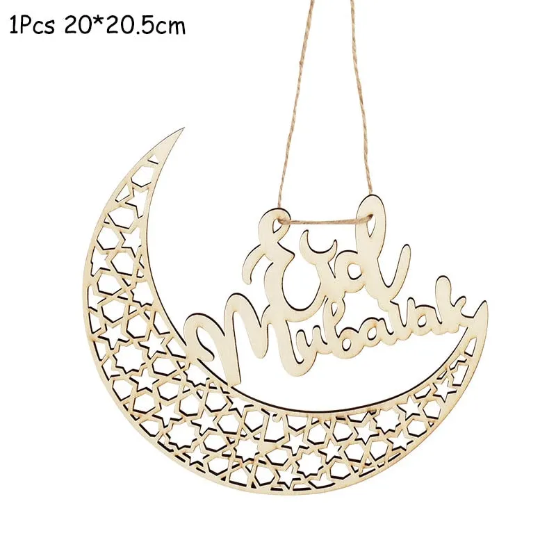 Wooden EID Mubarak Decoration Ramadan Mubarak Ornaments Islamic Muslim Pendant Eid Al Adha Party Supplies Ramadan Kareem Gifts