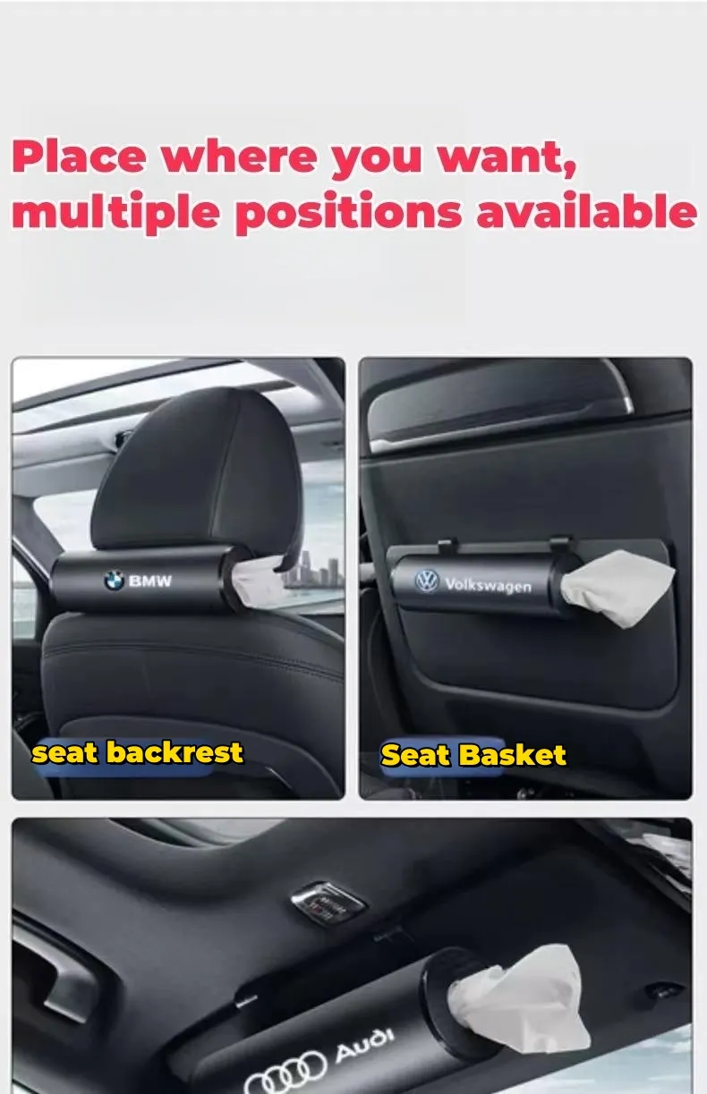 High-grade paper box in the car can be hung with metal cylinder