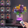 (US Local)Acrylic Double Sided Butterfly Vase Diamond Painting LED Night Light for Desktop